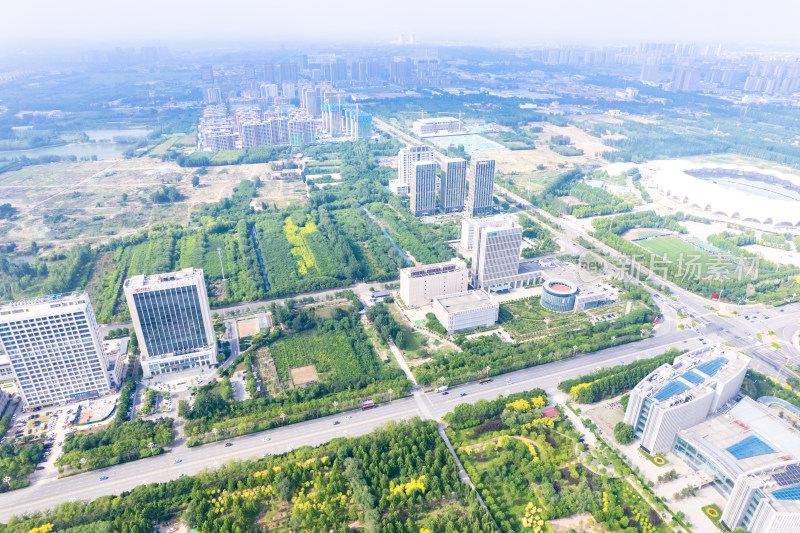 航拍河北沧州城市大景