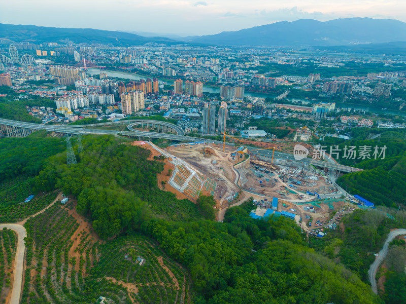 航拍西双版纳景洪市城市风光