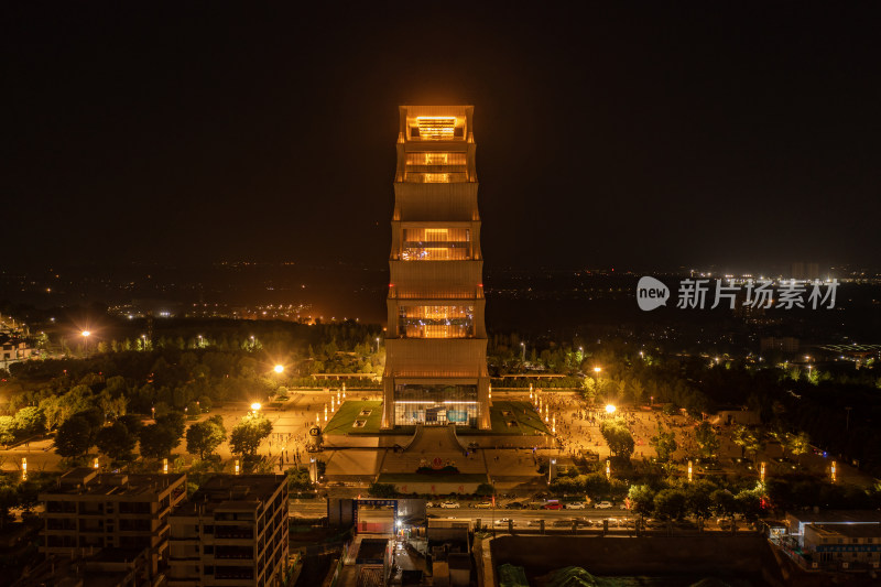 西安城市夜景揽月阁航拍