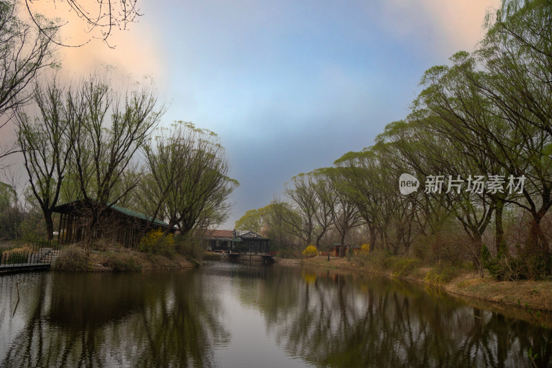 阴天下的公园湖面