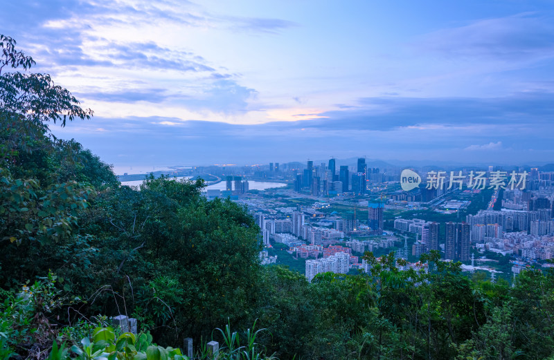 深圳南山公园望城市CBD摩天大楼建筑全景