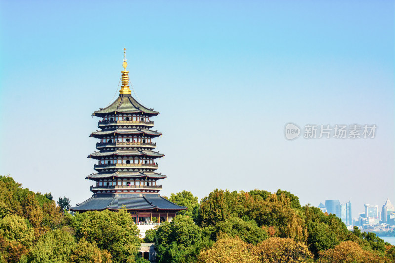 浙江杭州地标建筑雷峰塔