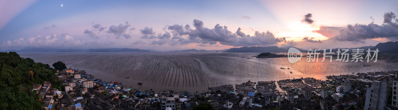 海上日落晚霞的福建霞浦沿海滩涂自然风光