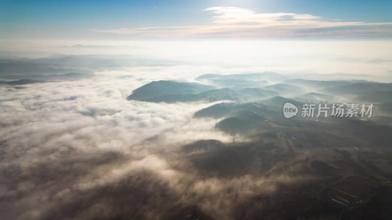 航拍山川清晨云海云雾风景