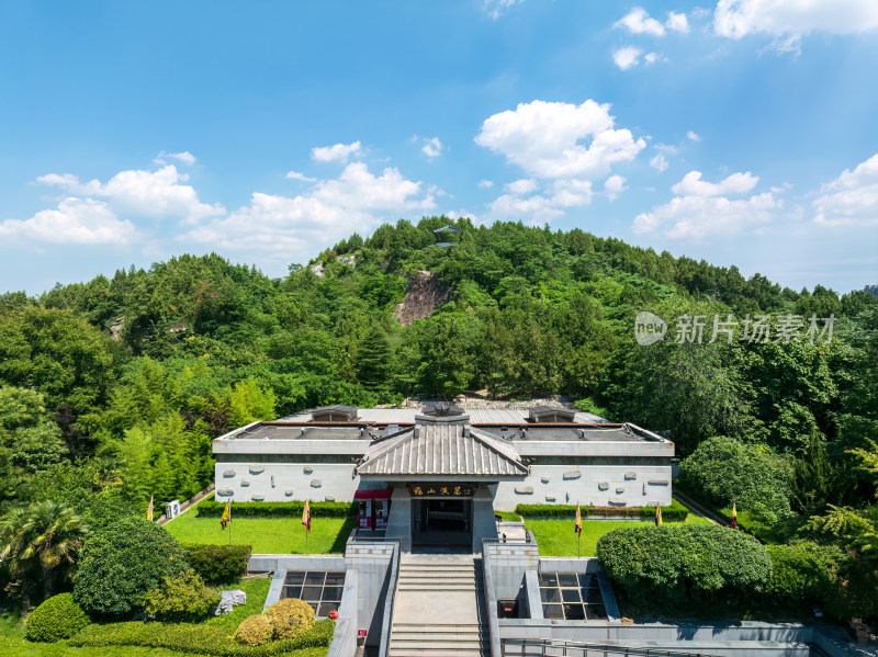 夏季白天航拍江苏徐州龟山汉墓景区