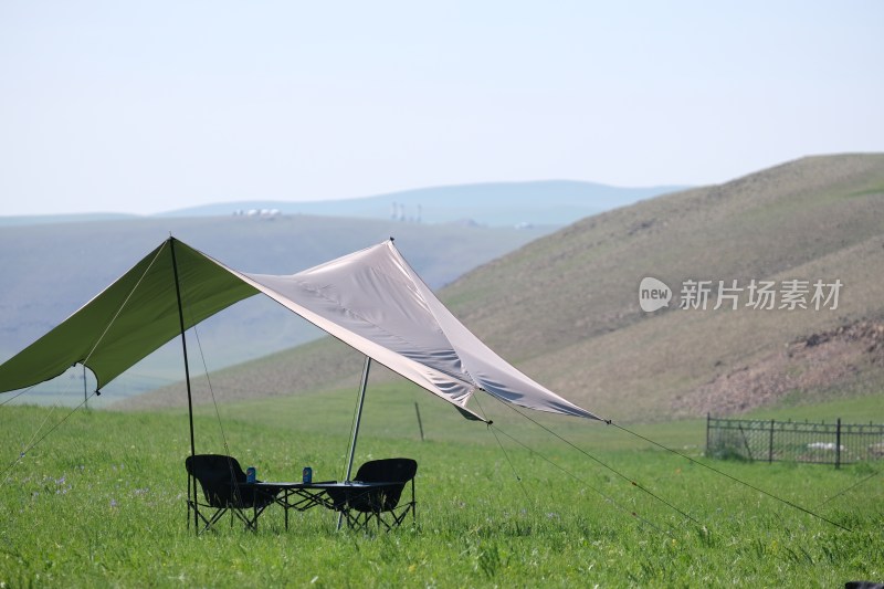 草原户外露营天幕场景