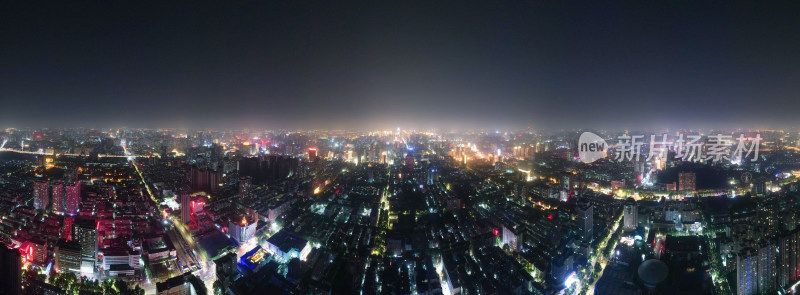 航拍河南郑州城市建设郑州夜景全景图