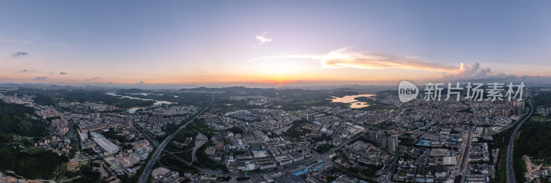 深圳市宝安区石岩街道日落航拍图