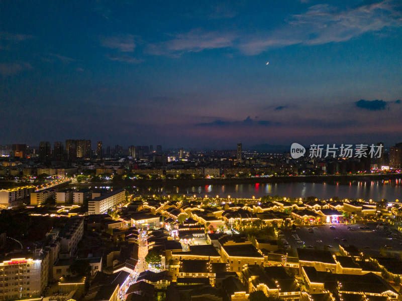 江西抚州文昌里夜景航拍图