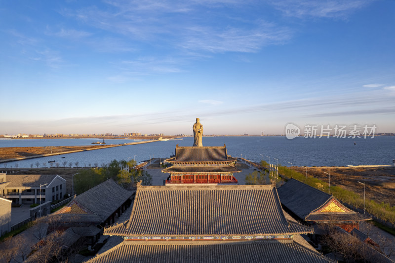 天津生态城东堤公园妈祖文化园风光航拍