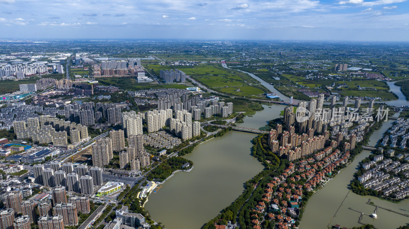 浙江嘉兴平湖城市风光航拍