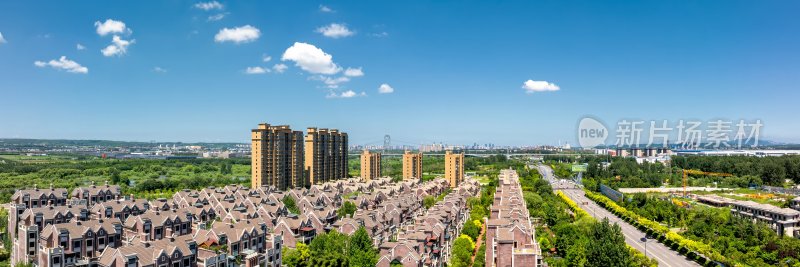 河南洛阳城市天际线CBD楼房建筑航拍全景