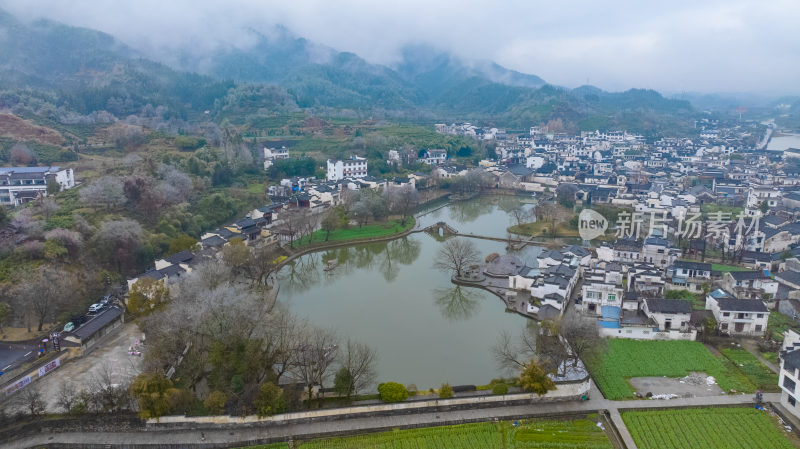 徽州呈坎村航拍徽派建筑