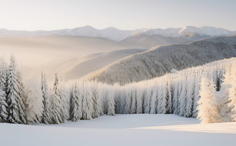 冬季森林白雪覆盖风景