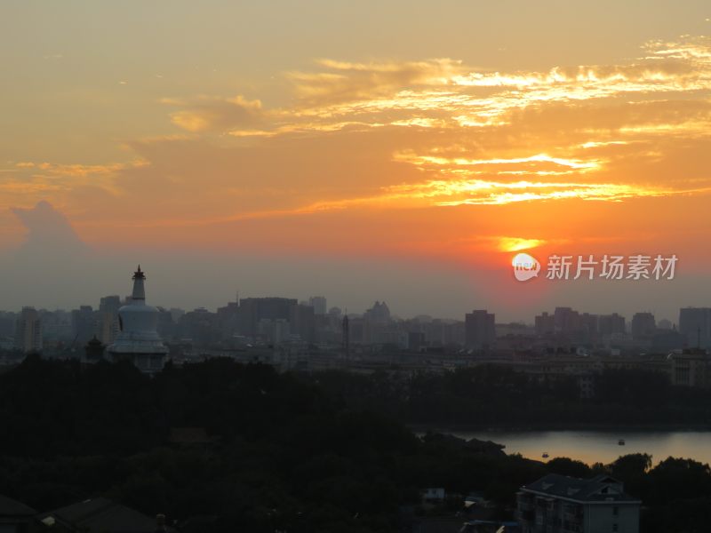 北京景山公园日落风景