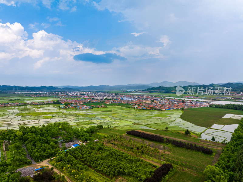 中国辽宁抚顺永陵镇航拍乡村全景