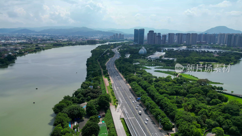 航拍福建漳州碧湖生态公园