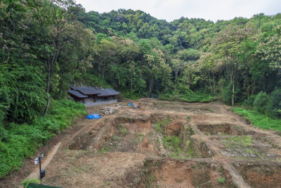 航拍杭州凤凰山圣果寺遗址