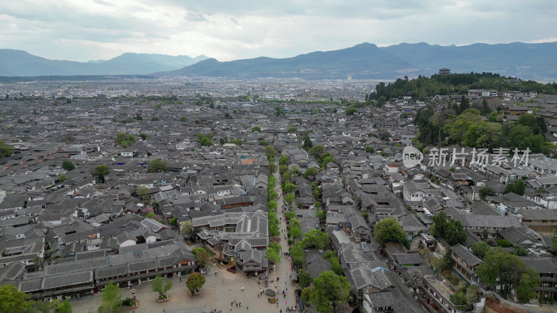 航拍云南丽江古城5A景区