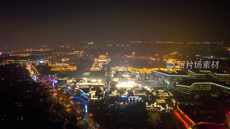 西安大唐芙蓉园夜景航拍图