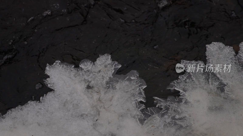 冬季雪地冰冻的河流