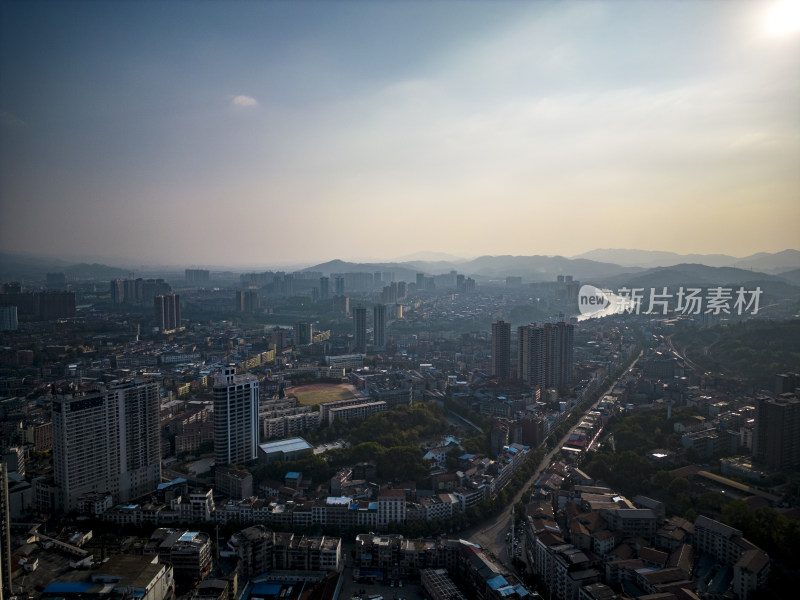 湖南怀化城市建设航拍图