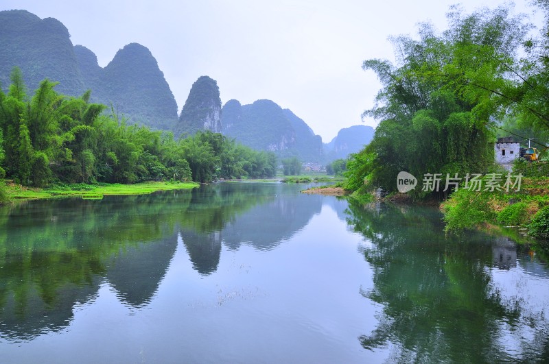 河池盘阳河山青冰秀倒影迷人小桥流水好风光