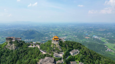 航拍湖北武汉木兰风景区木兰金顶