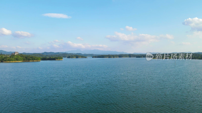 航拍湖北随州琵琶湖风景区