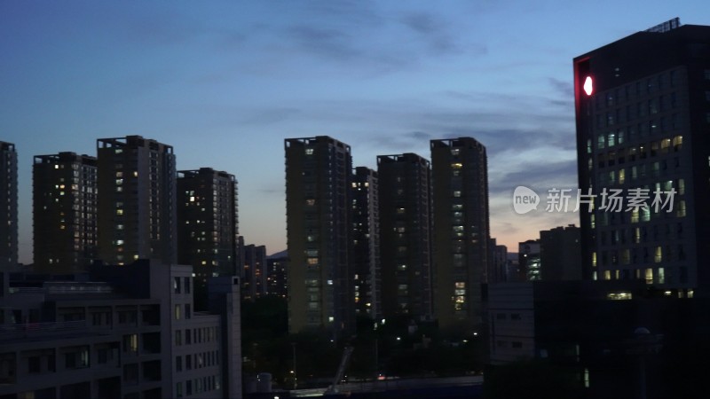 夜景夜晚黄昏夕阳城市楼房