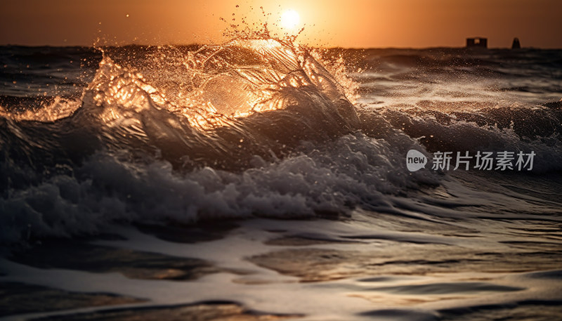 海浪大海冲击力的画面