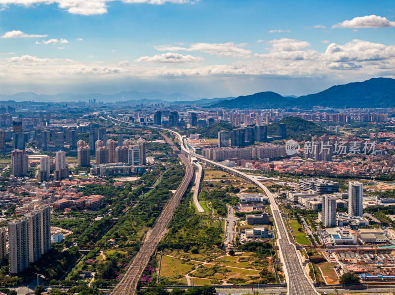 福建厦门互通集美区城市风景航拍