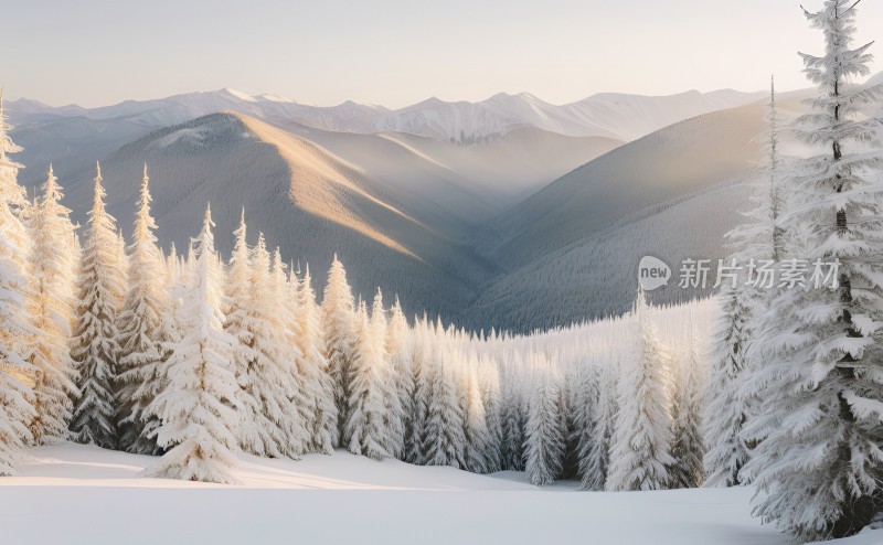 冬季森林白雪覆盖风景