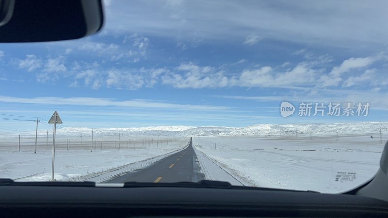 雪 雪地 新疆 雪路 驾驶 喀纳斯