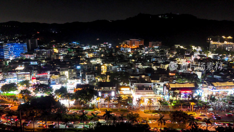 福建厦门曾厝垵夜景灯光航拍