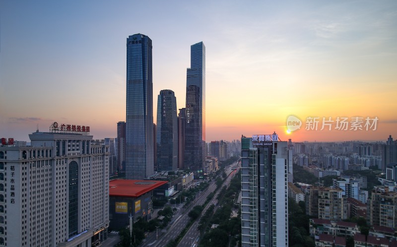 广西南宁东盟商务区城市风光建筑夜景