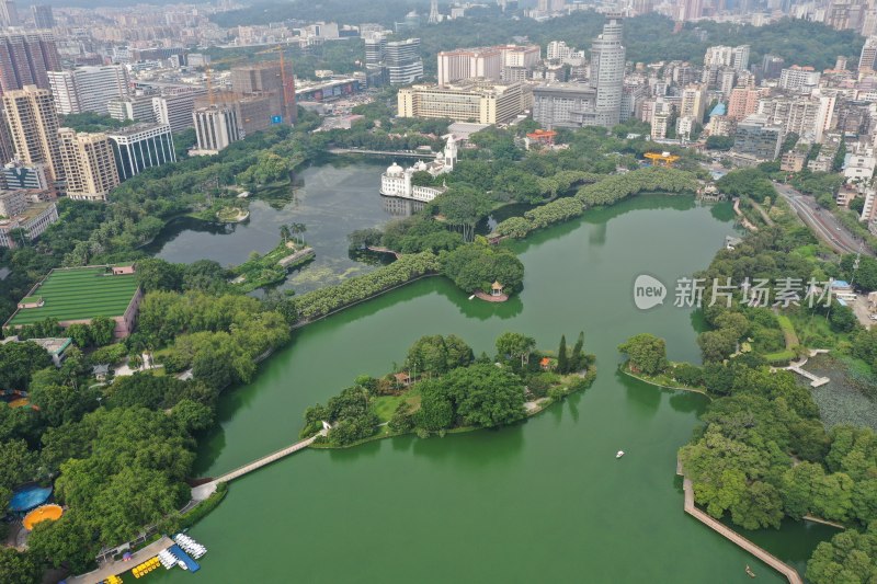 广州流花湖公园航拍