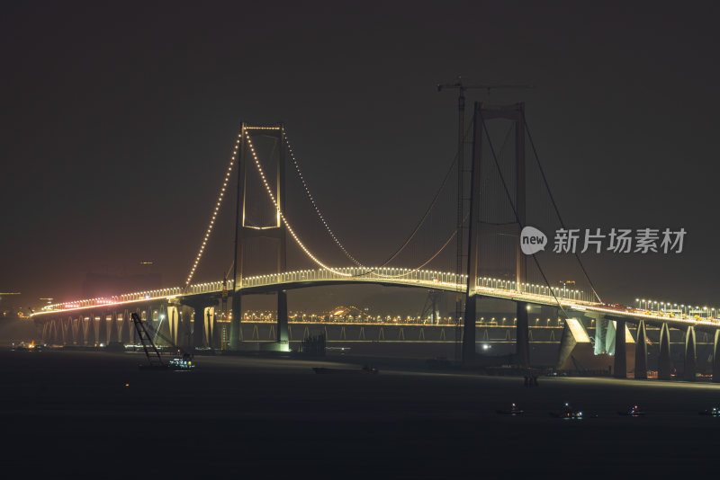 深中通道压力测试亮灯夜景