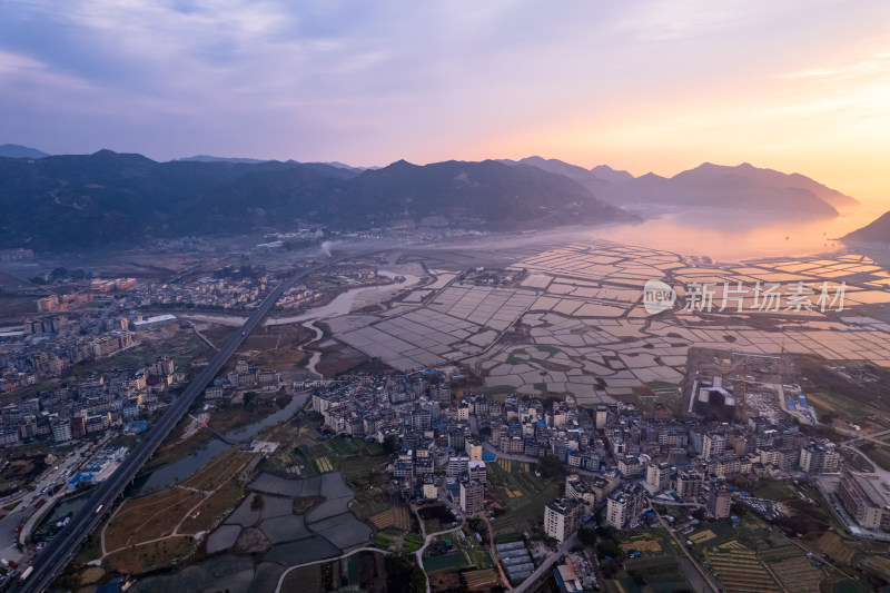 福建霞浦北岐海上农田滩涂日出朝霞自然风光