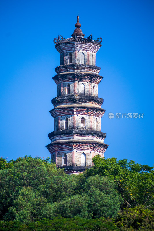 蓝天下的惠州西湖泗州塔