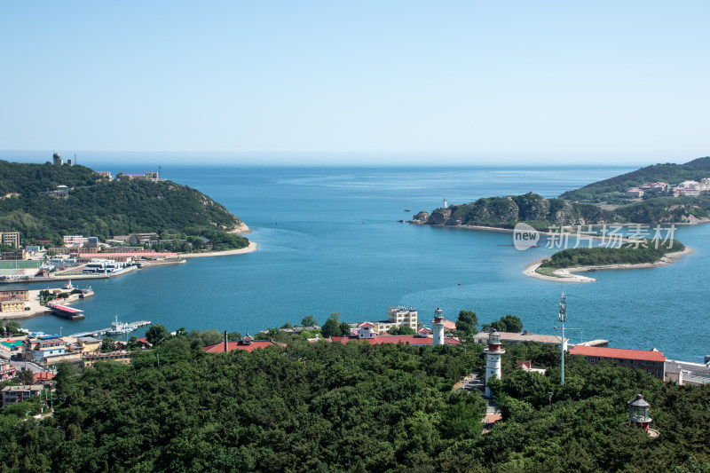 大连旅顺白玉山景区山顶眺望旅顺港风光