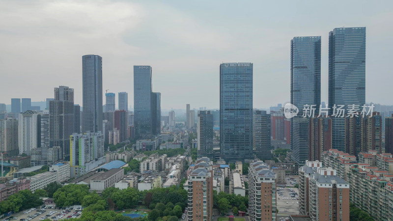 航拍湖南长沙开福区绿地中心华远华时代