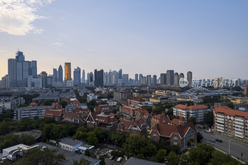 天津海河风景小白楼CBD城市风光航拍