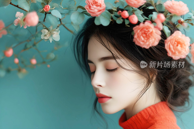 妇女节背景图美女花朵