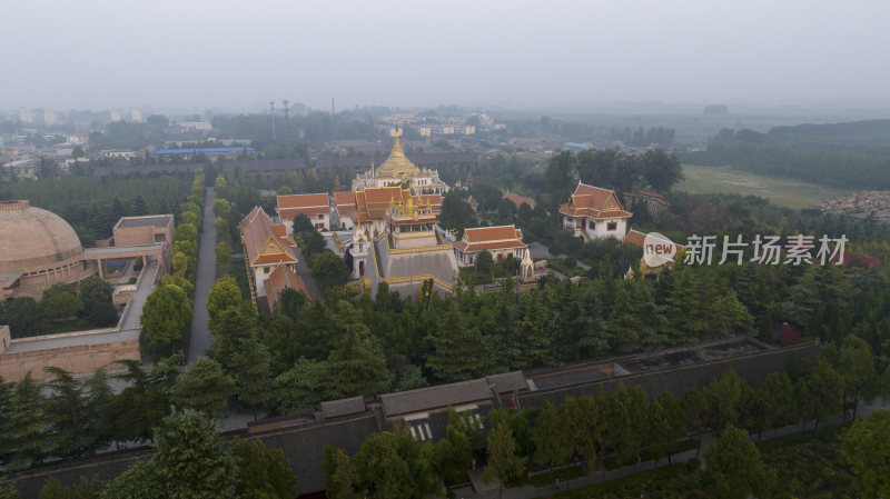 河南省洛阳市白马寺晨曦航拍