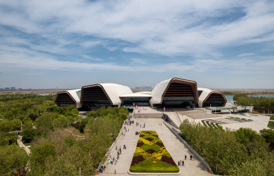 天津生态城国家海洋博物馆城市建筑风光航拍