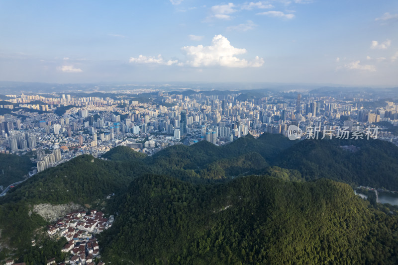 航拍贵阳老城区城市建筑