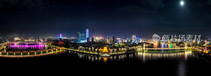 柳州城市夜景航拍全景图