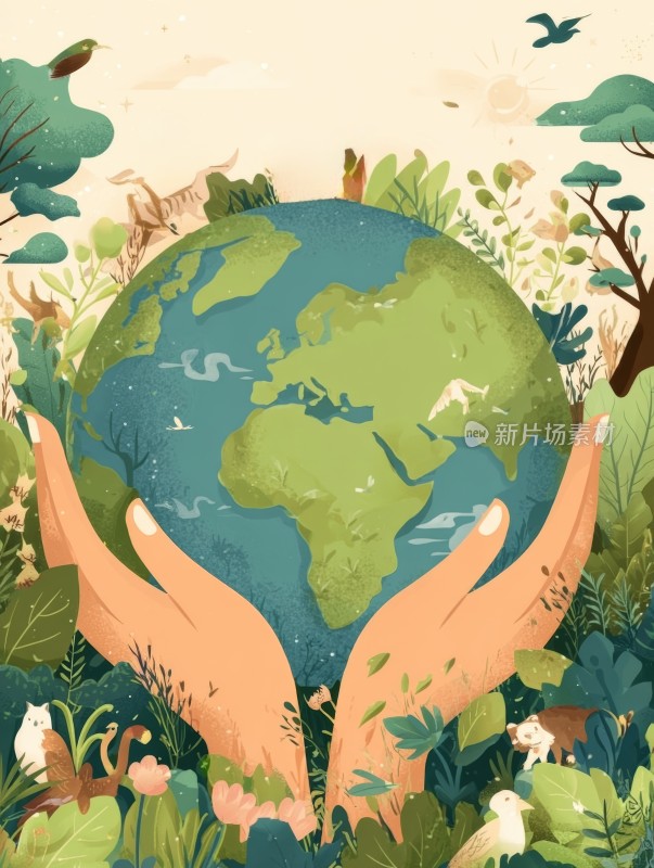 世界环保生态地球插画