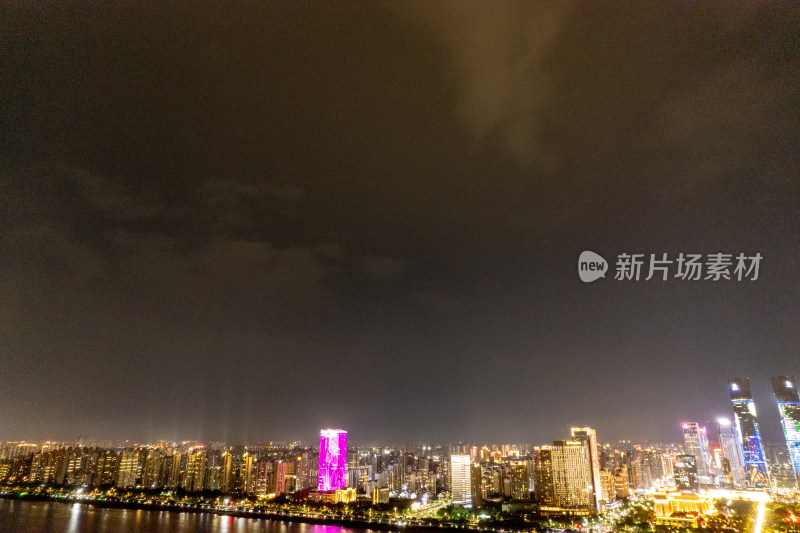 航拍南昌赣江两岸夜景